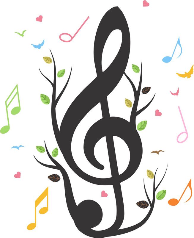Divine studio 75 cm Music Notes Birds & Hearts Wall Sticker Standard Size -75cmx70cm Color - Multicolor Self Adhesive Sticker  (Pack of 1)