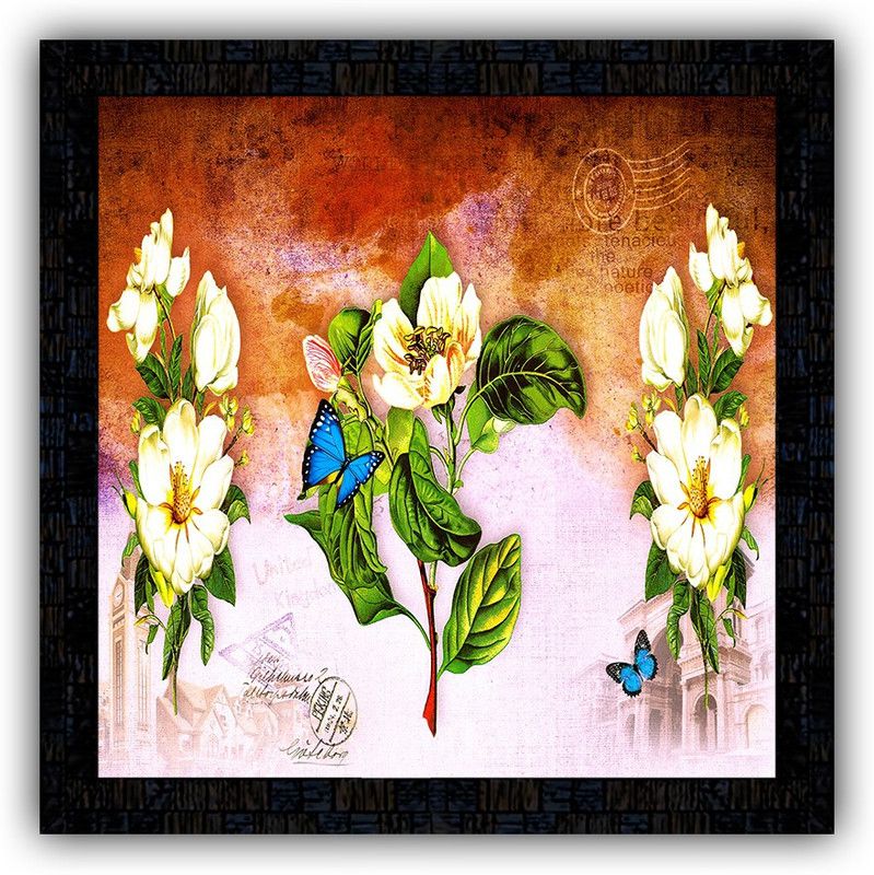 Poster N Frames framed poster of Flower floral-17530 Digital Reprint 14 inch x 14 inch Painting  (With Frame)