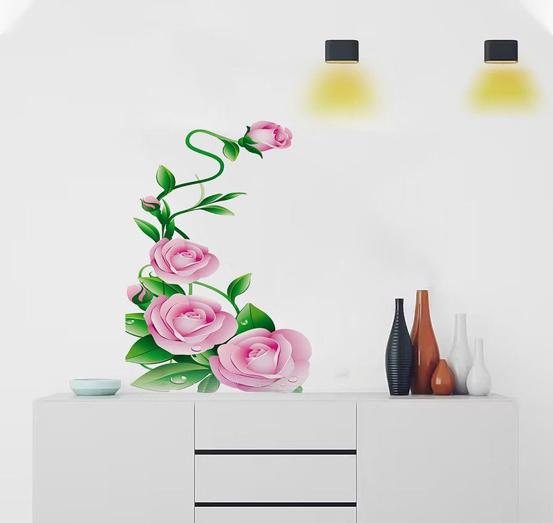 AS Interior 61 cm Flower and Nature Wall Sticker Self Adhesive Sticker  (Pack of 1)