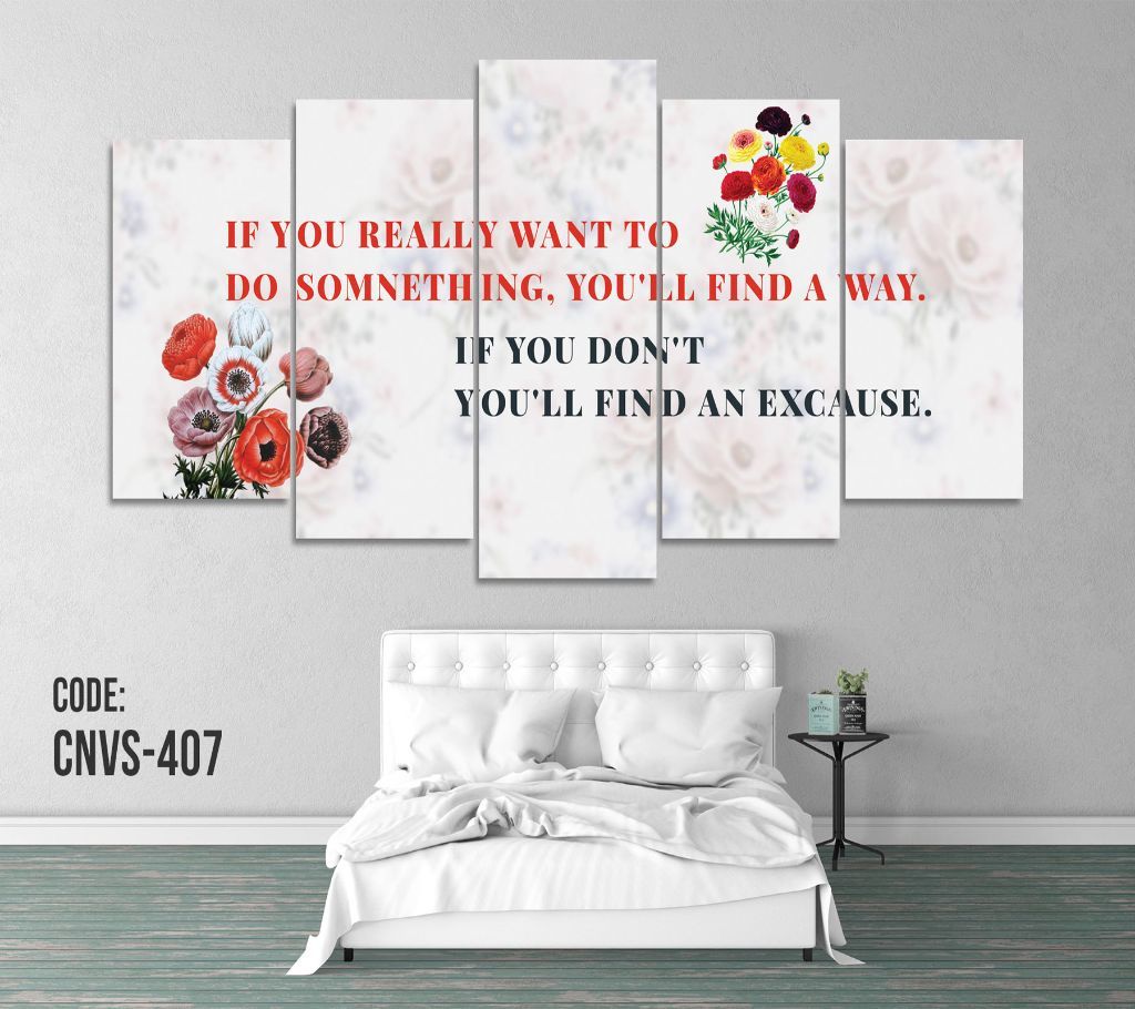 CNVS-407 Flower with Text Wall Canvas Art Prints 48 inch x 24 inch