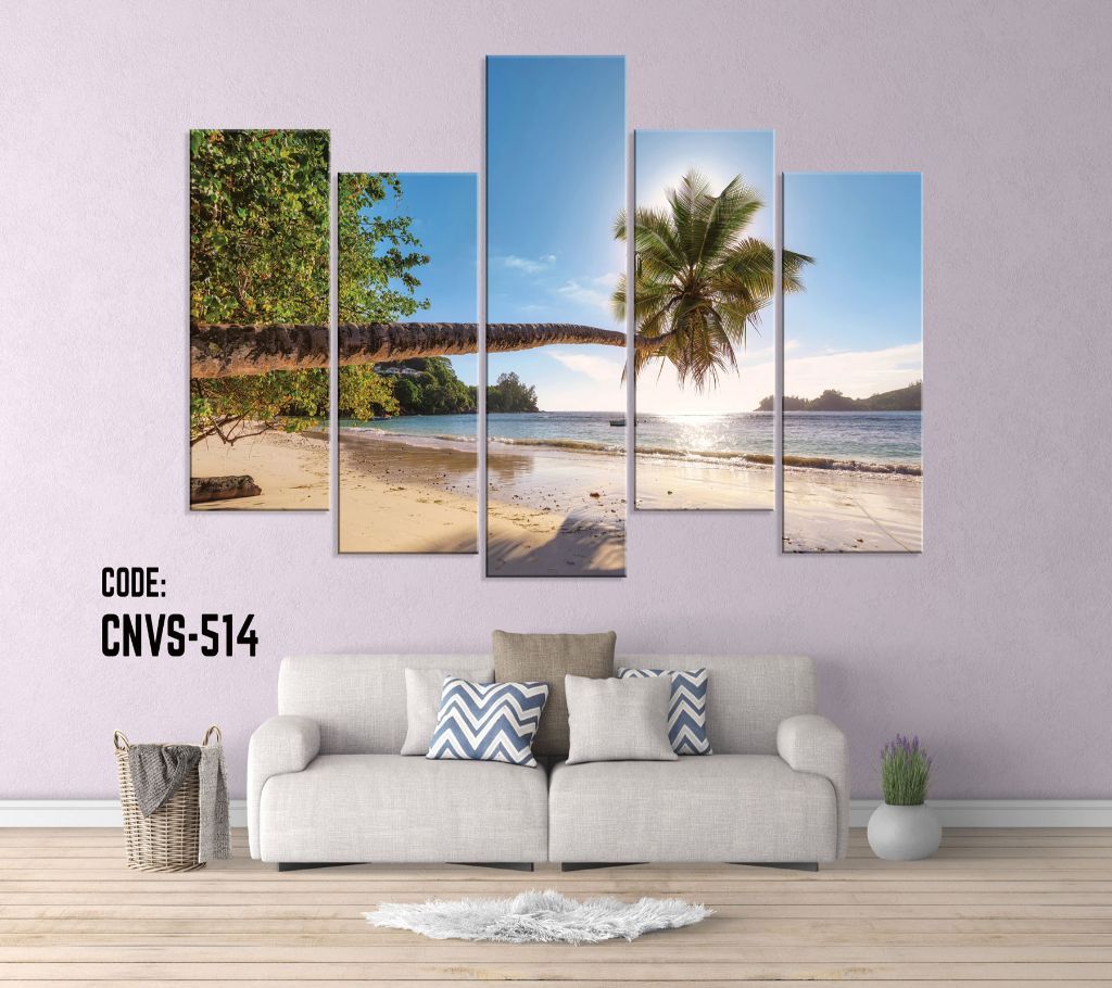 CNVS-514 Beach Coconut Tree Wall Canvas Art Prints 96 inch x 48 inch