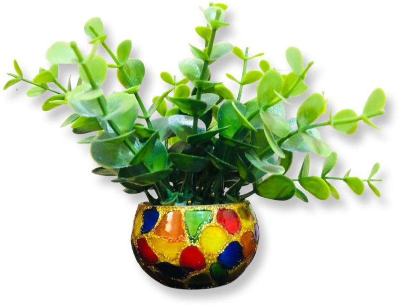 ClubDiCasa Beautiful Plant With Attractive Glass Pot, Multicolor (Pack of 1) Decorative Showpiece - 14 cm  (Glass, Multicolor)