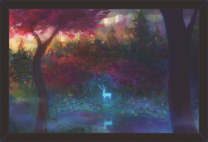 Mad Masters UV Textured Artistic Artwork Deer in The Jungle Framed Painting Oil 12 inch x 18 inch Painting  (With Frame)