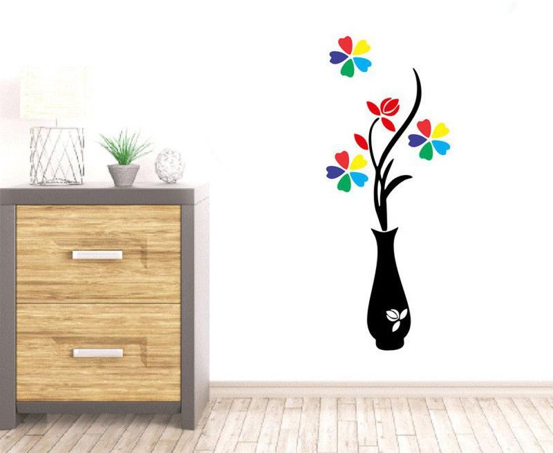 Stickerberry 60 cm Multi Color Flower Wall Sticker Self Adhesive Sticker  (Pack of 1)