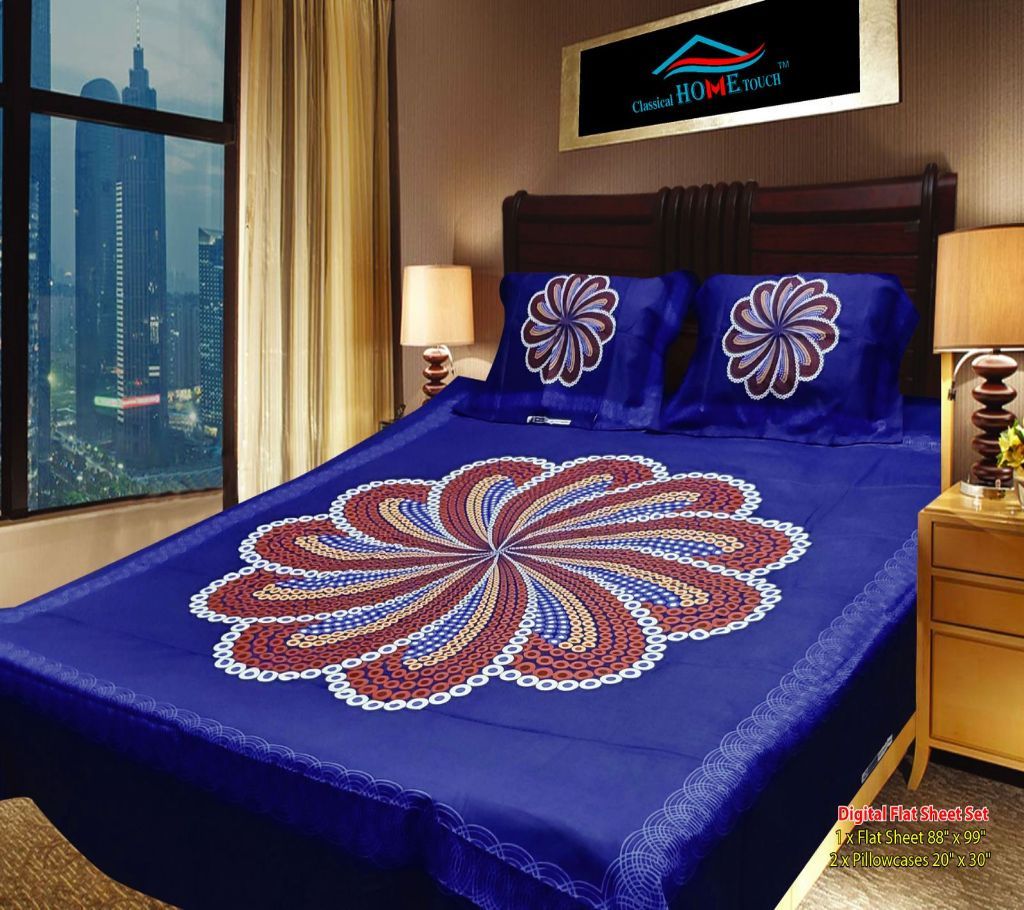 Panel Bed Sheet - Blue Flame - 54 - ANJ