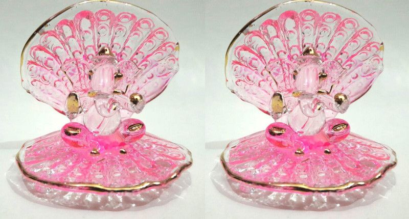 Glass Street seap Ganesha Decorative Showpiece - 5 cm  (Glass, Pink)