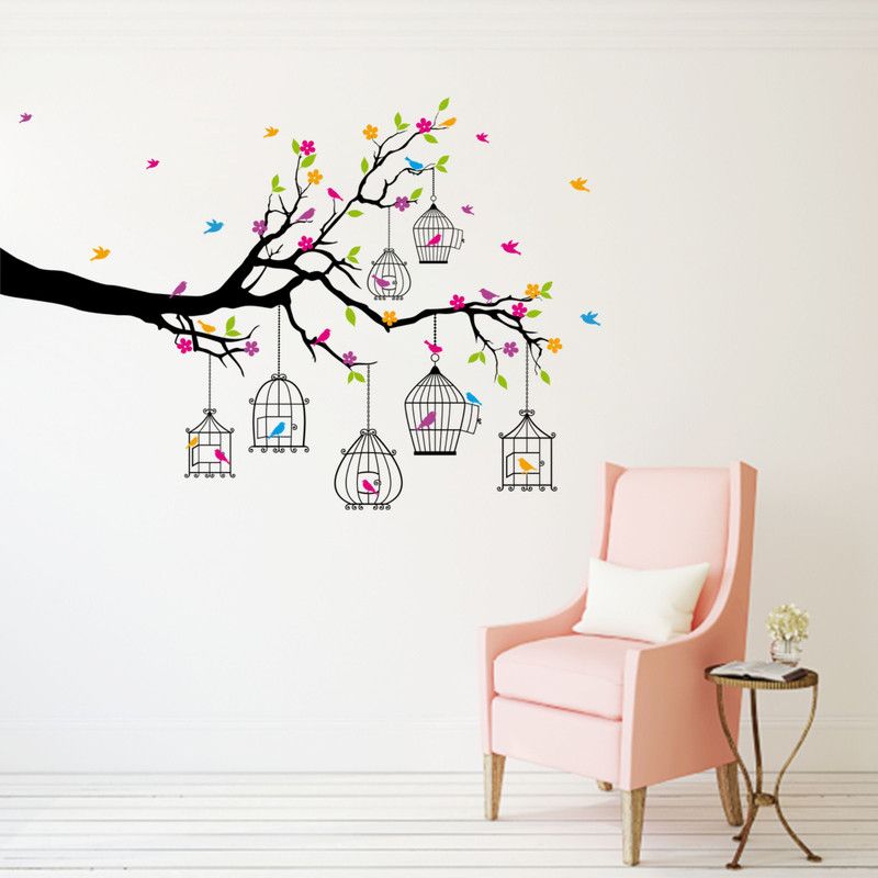 DivineDesigns 48 cm Branch And Colorful Leaves Sticker Self Adhesive Sticker  (Pack of 1)