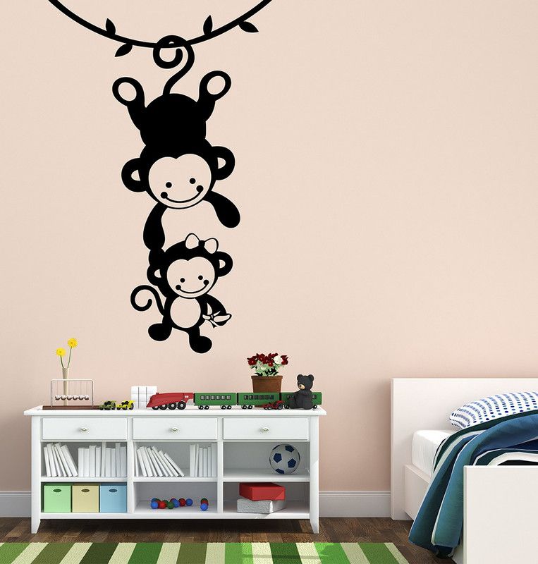 WALLSTICK 80 cm Crazy Monkey Home Decorative wallsticker Self Adhesive Sticker  (Pack of 1)