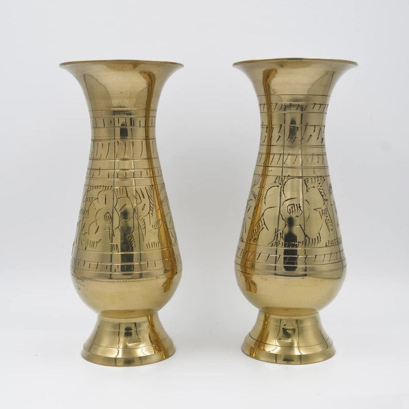 Alodie Pure Brass Flower Stand | Pital Flower Vase| Golden Vase (3Wx8.2H INCHES) Brass Vase  (15.75 inch, Gold)
