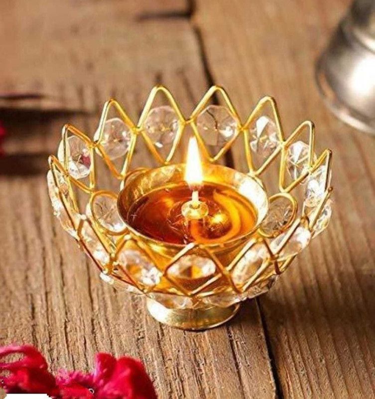 YuviKrissh Gold Plated Table Diya  (Height: 5 inch)