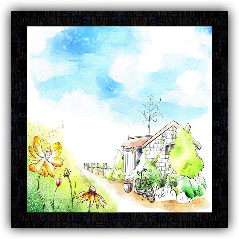 Poster N Frames framed poster of Natural landscape Scenery-25343 Digital Reprint 14 inch x 14 inch Painting  (With Frame)