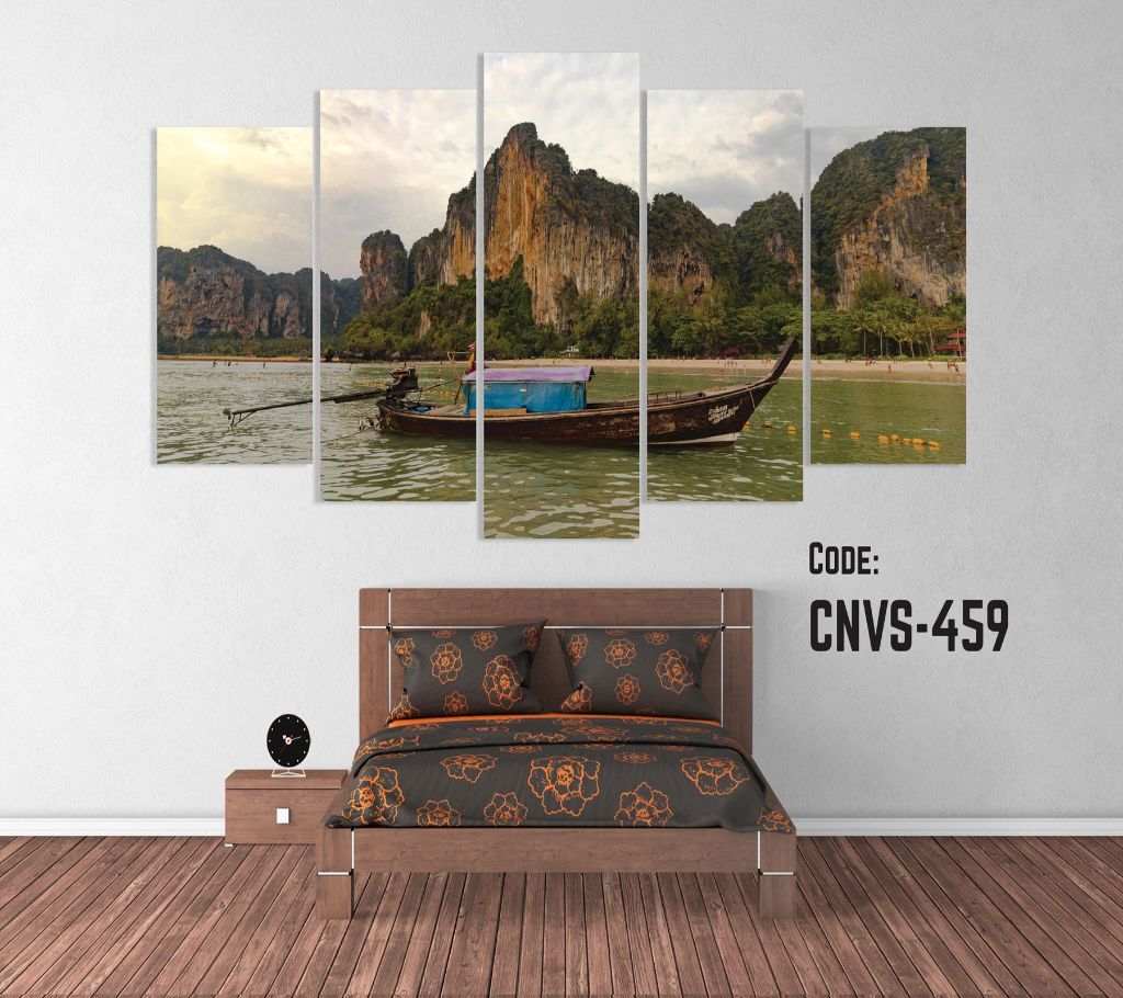 CNVS-459 River Mountain Boat Wall Canvas Art Prints 78 inch x 48 inch