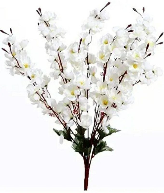 Shree Vinayak Flowra Apple Blossom White Apple Blossom Artificial Flower  (14 inch, Pack of 1, Flower Bunch)