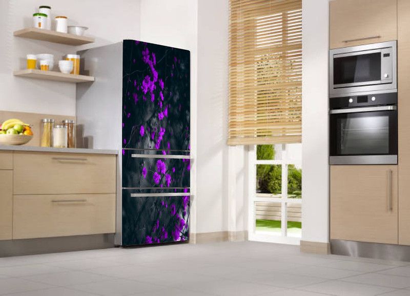 K2A Decor 60 cm Natural Purple Flower Adhesive PVC Vinyl Sticker Fridge Wrap 60X160 Self Adhesive Sticker  (Pack of 1)