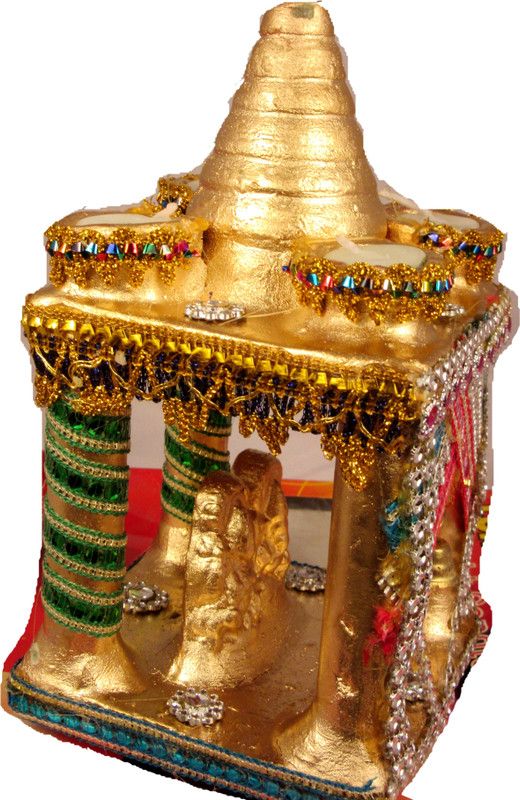 SUNINOW laxmi ganesh temple with 4 diya Terracotta (Pack of 4) Table Diya Set  (Height: 7 inch)
