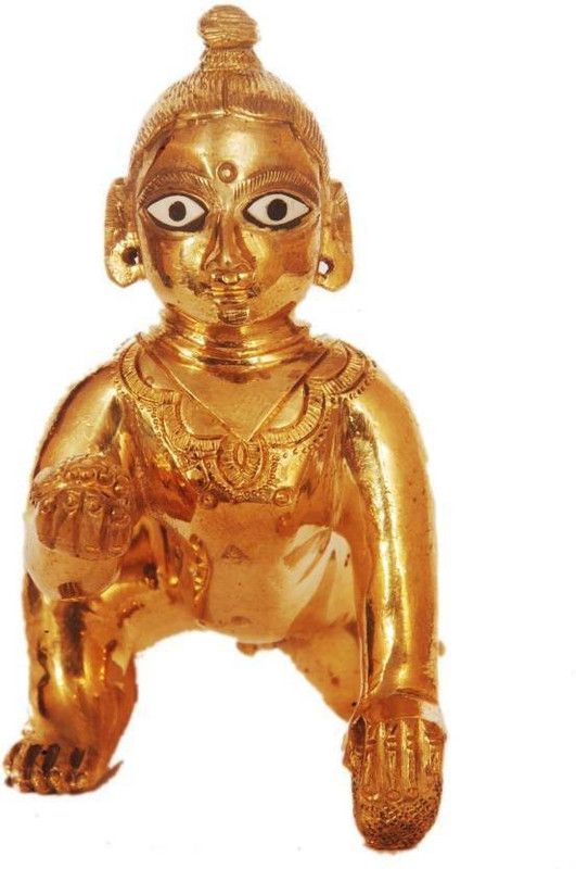 krishnagallery1 Brass 100% orignal laddu gopal ( 1 No. size ) 2.5 inch pure brass pital laddu gopal Decorative Showpiece - 4 cm  (Brass, Clear)
