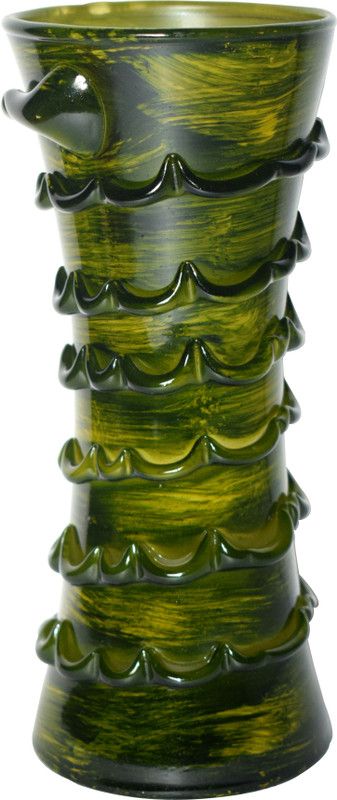 Guru Baba Traders Glass Vase  (8 inch, Green)