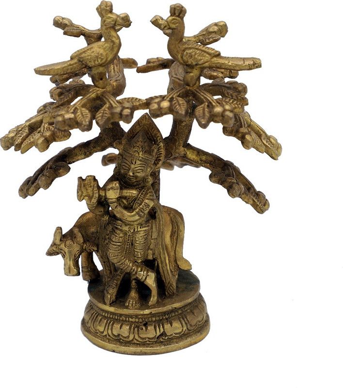 cottage handicraft KRISHNA Decorative Showpiece - 15 cm  (Brass, Gold)