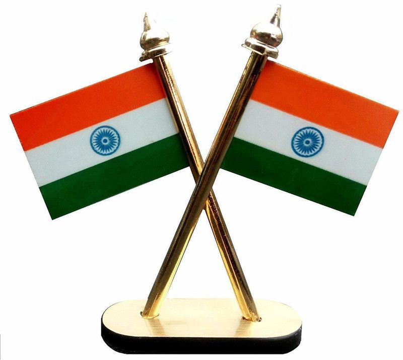 lookat Indian Flag for Car Dashboard Flag for Office Table, Flag for Study Table Decorative Showpiece - 15 cm  (Plastic, Multicolor)