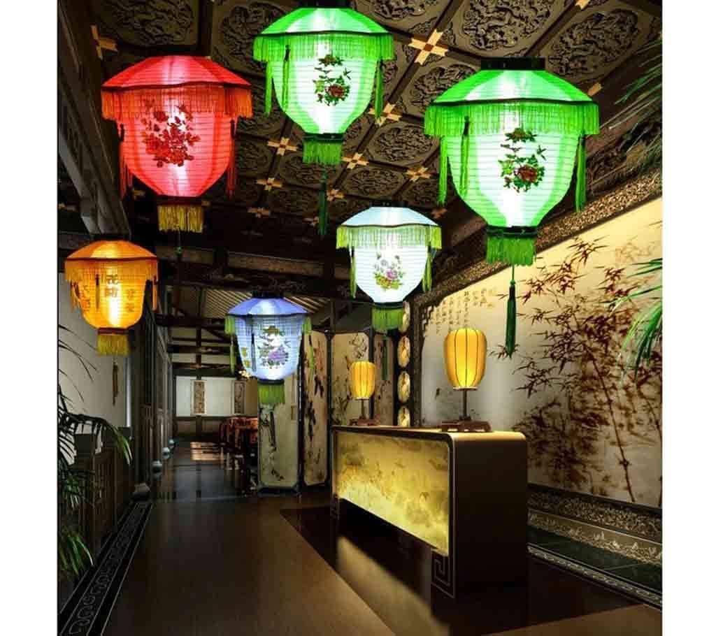 Festival Lantern Party Supplies Embroidered Mid-Autumn Festival LED Lanterns-Multi Color 