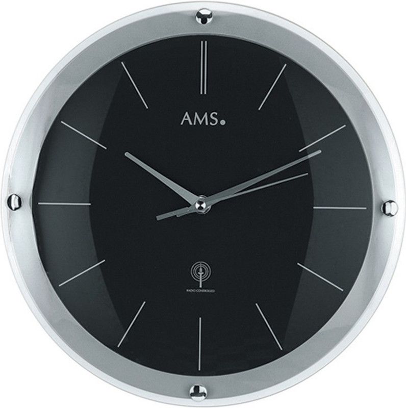 AMS Analog 31 cm X 31 cm Wall Clock  (Silver, With Glass, Standard)