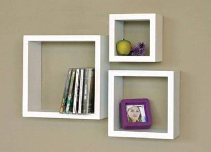 ANB Enterprises Wall shelf square shape shelves set of 3 MDF (Medium Density Fiber) Wall Shelf  (Number of Shelves - 3, White)