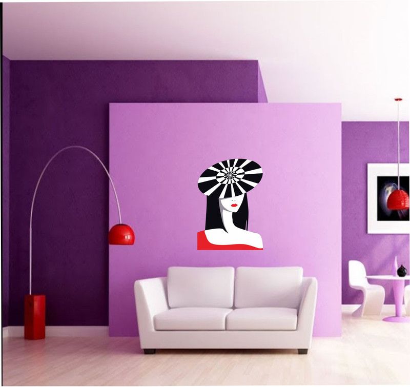 SUDARSHAN STICKER 62 cm Decorative Illustration Lady Wall Sticker (62 cm x 45 cm) Self Adhesive Sticker  (Pack of 1)
