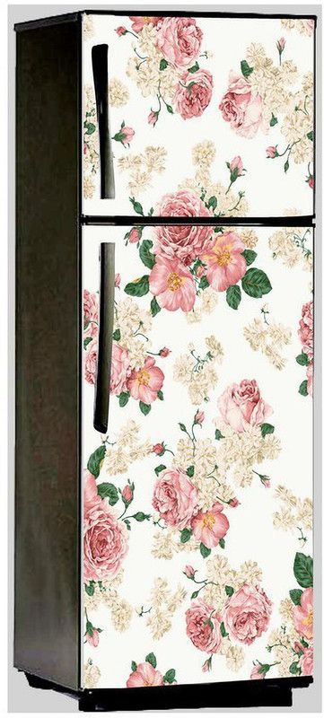 Decal Krishna 160 cm whait background and small small multicolor flowers creative 3d Fridge Dticker And full Whater proof sticker Self Adhesive Sticker  (Pack of 1)