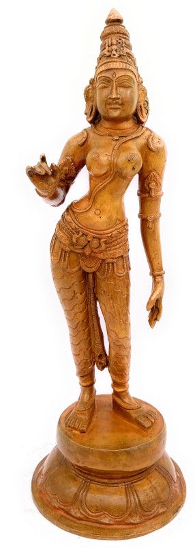 Brass Idols Bronze Goddess Parvathi Devi Parvati Parwathi Panchadatu Murti Silai For Pooja Decorative Showpiece - 32 cm  (Bronze, Brown)