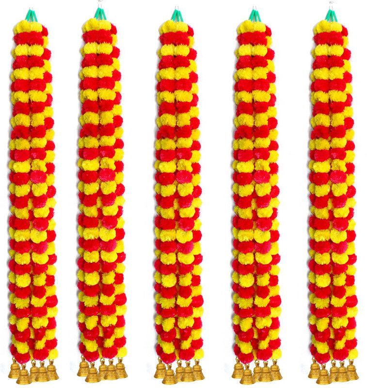 iHandikart Multicolor Marigold Artificial Flower  (60 inch, Pack of 30, Flower Bunch)