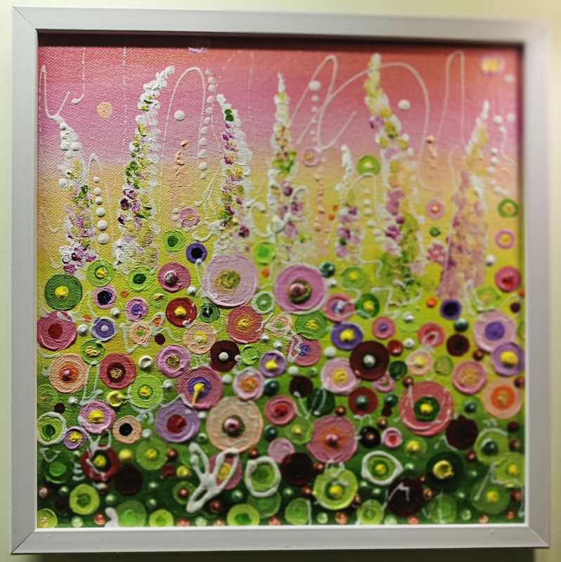 Arts R Us Bloomingdales series A-32 Acrylic 12 inch x 12 inch Painting  (With Frame)