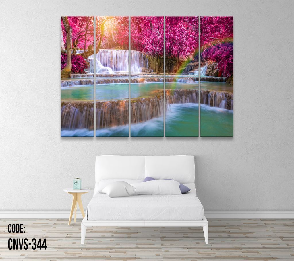 CNVS-344 Forest Waterfall Wall Canvas Art Prints 48 inch x 24 inch