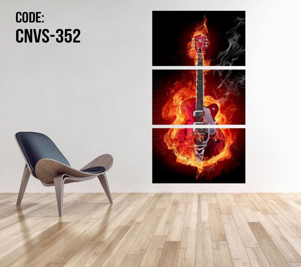CNVS-352 Flame Guitar Wall Canvas Art Prints 48 inch x 24 inch