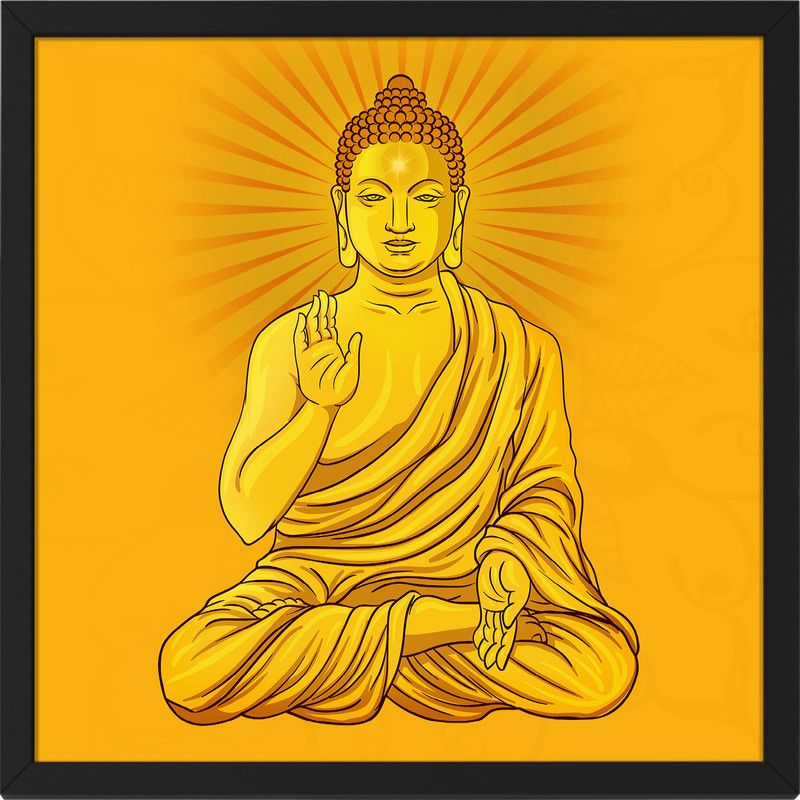 Ritwika's Abstract Wall Art Of Calming Buddha Picture For Home and Office Decor Digital Reprint 13.5 inch x 13.5 inch Painting  (With Frame)