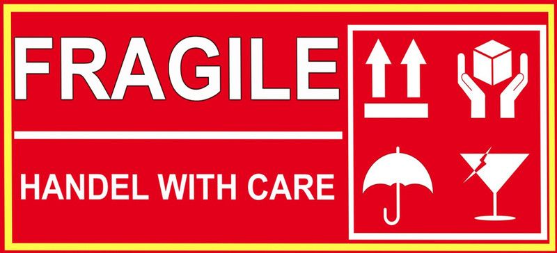 Leo 11 cm Fragile sticker for Ecommerce Business Self Adhesive Sticker  (Pack of 24)