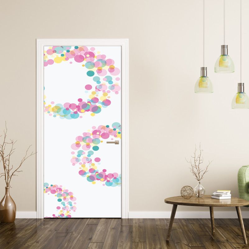Asian Paints EzyCR8 Rainbow Color circle Door MuralDoor Sticker Medium Removable Sticker  (213 cm X 84 cm, Multicolor)