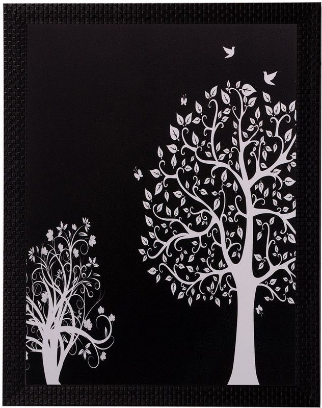 eCraftIndia Abstract Tree View Matt Textured UV Oil 14 inch x 11 inch Painting  (With Frame)