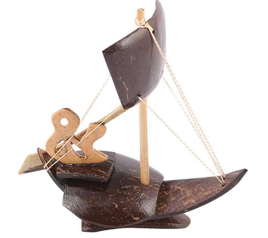Handcrafted Coconut Shell made One Sailing Boat Showpiece
