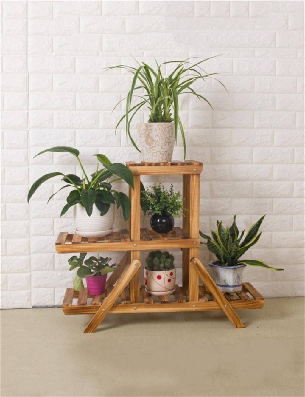 Wooden Trolley- 4 pieces tob and plant 