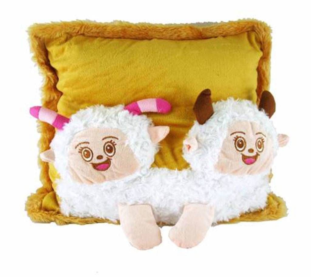 Two headed lamb brown cushion