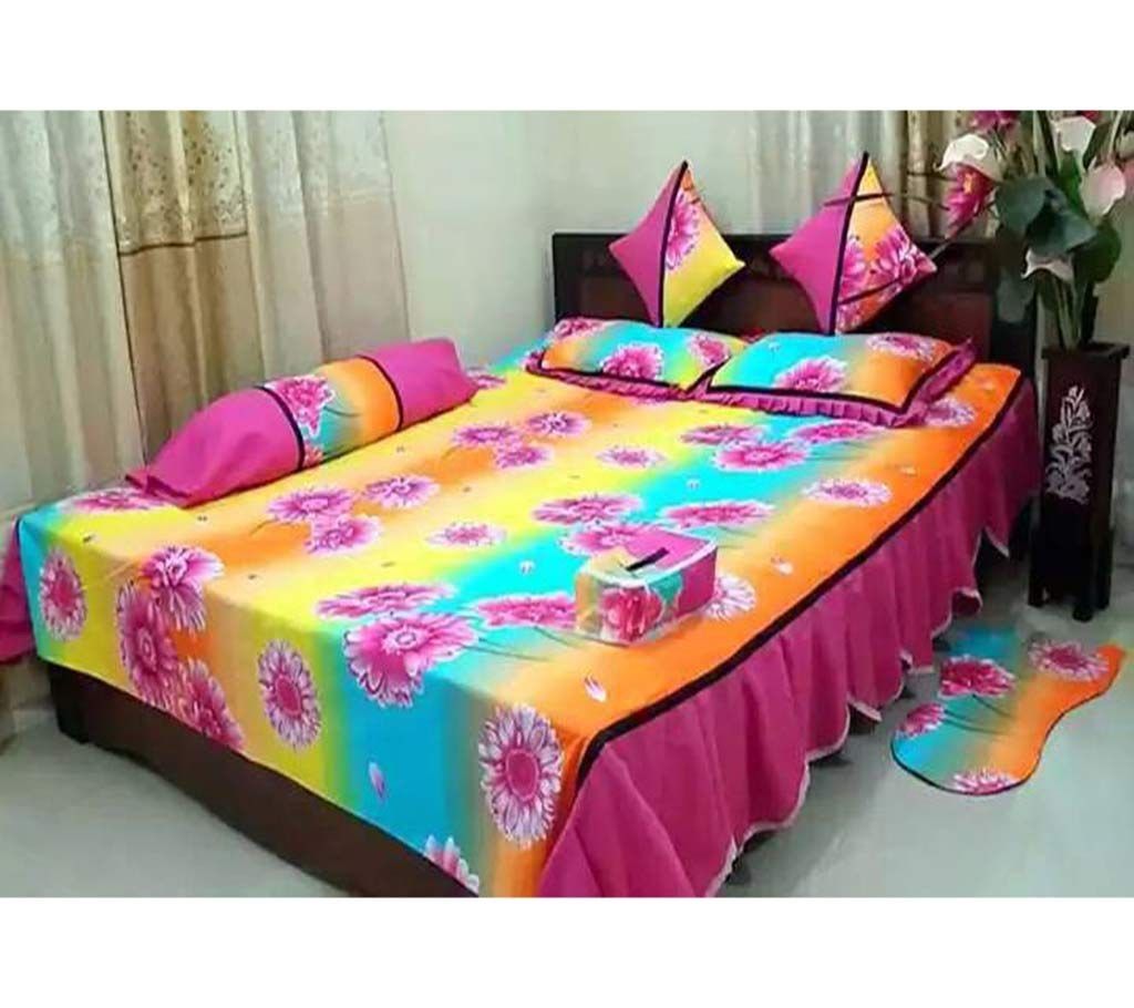 8 Pcs Double Size Cotton Bedsheet Set 