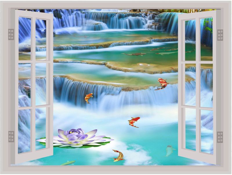 PRIME HOME DECOR 46 cm Vinyl Waterfall Multicolor, 18 in X 24 in Self Adhesive Sticker  (Pack of 1)