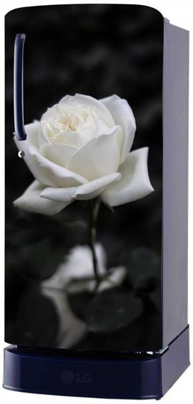 Byte Studio 58 cm Abstract Design White Flower Fridge Wrap Decorative Sticker Self Adhesive Sticker  (Pack of 1)