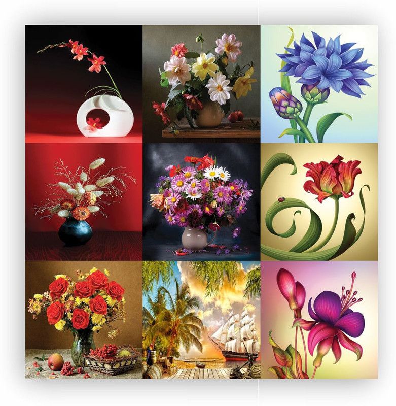 Galaxy Design Floral & Botanical Multicolor Wallpaper  (24 cm x 36 cm)