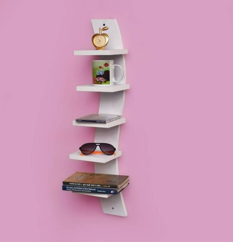 ANB Enterprises Wall shelf rack shelves MDF Wall hanging , floating , mounted , decorative , home For ;- living room and bedroom & office MDF (Medium Density Fiber) Wall Shelf  (Number of Shelves - 5, White)