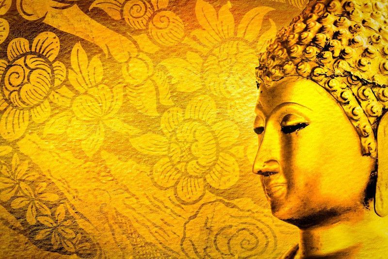 imbue Gautam buddha self adhesive vinyl painting without frame Digital Reprint 36 inch x 48 inch Painting  (Without Frame)