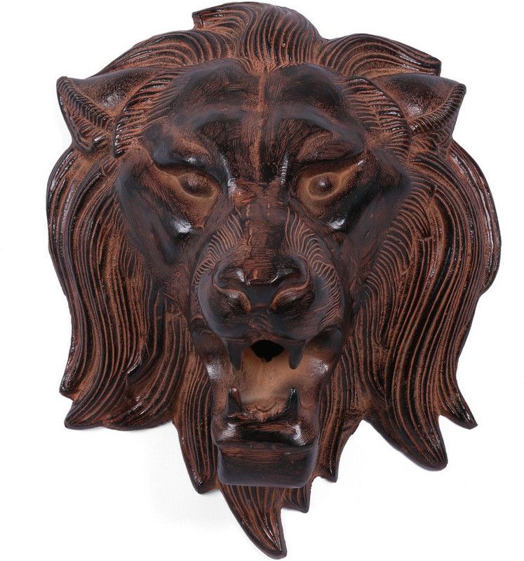 Collectible India Large Faux Taxidermy Lion Head Wall Art Decorative Showpiece - 36 cm  (Aluminium, Brown)