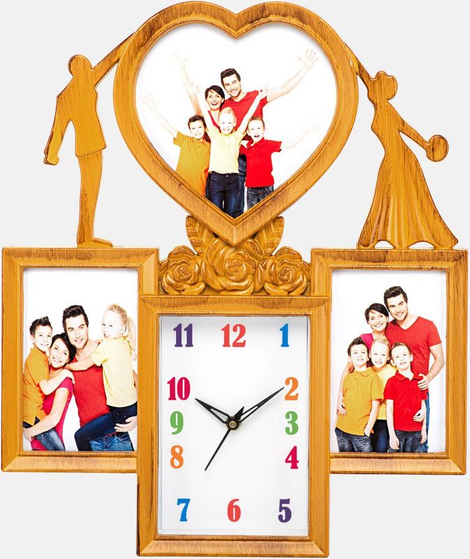 Attractionz Analog 40 cm X 33.5 cm Wall Clock  (Beige, With Glass, Standard)