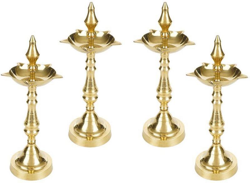 SH RETAIL Brass (Pack of 4) Table Diya Set  (Height: 14 inch)