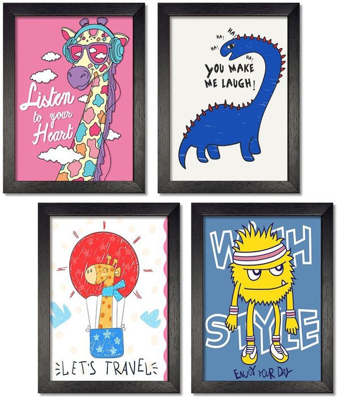 Kids Children Motivational Quotes Posters for Wall Décor with frame - Set 1 Paper Print  (12.5 inch X 9.5 inch, Framed)